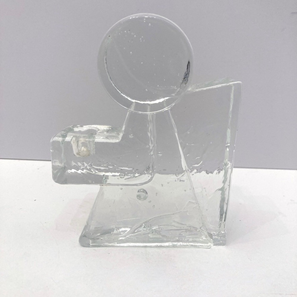 Wiesenthal Hutte Ice Glass Block Angel Candle holder Mini Taper Christmas MCM
